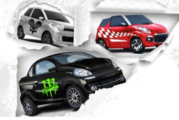 Voiture décorée de stickers