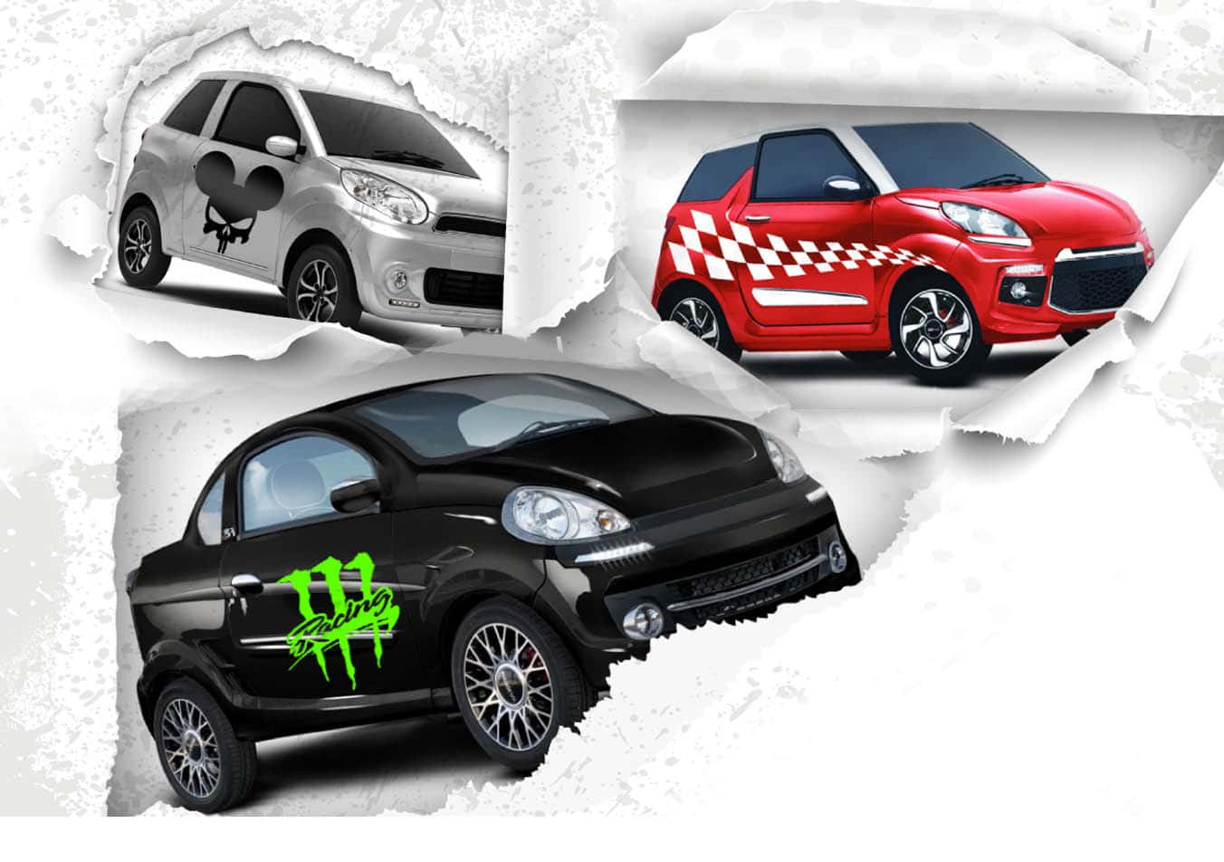 Voiture décorée de stickers